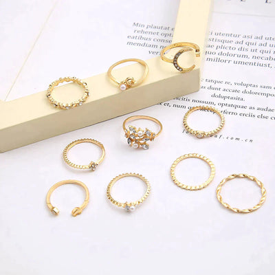 10 Pack of Bohemian Silver & Gold Rings